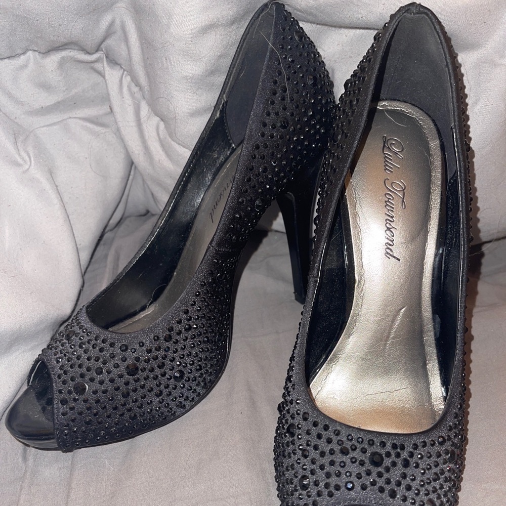 Lulu Townsend Black rhinestone heels